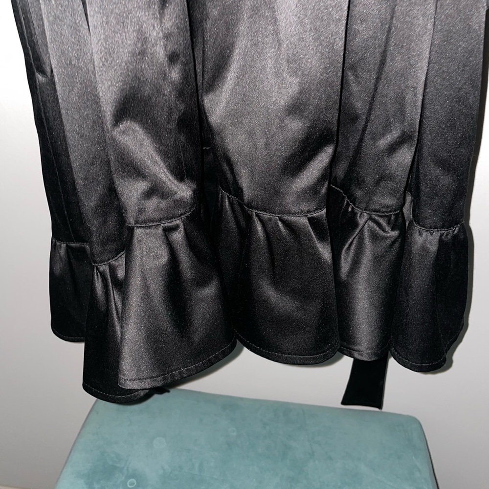 bebe Black Ruffle Coat - Picture 5 of 7
